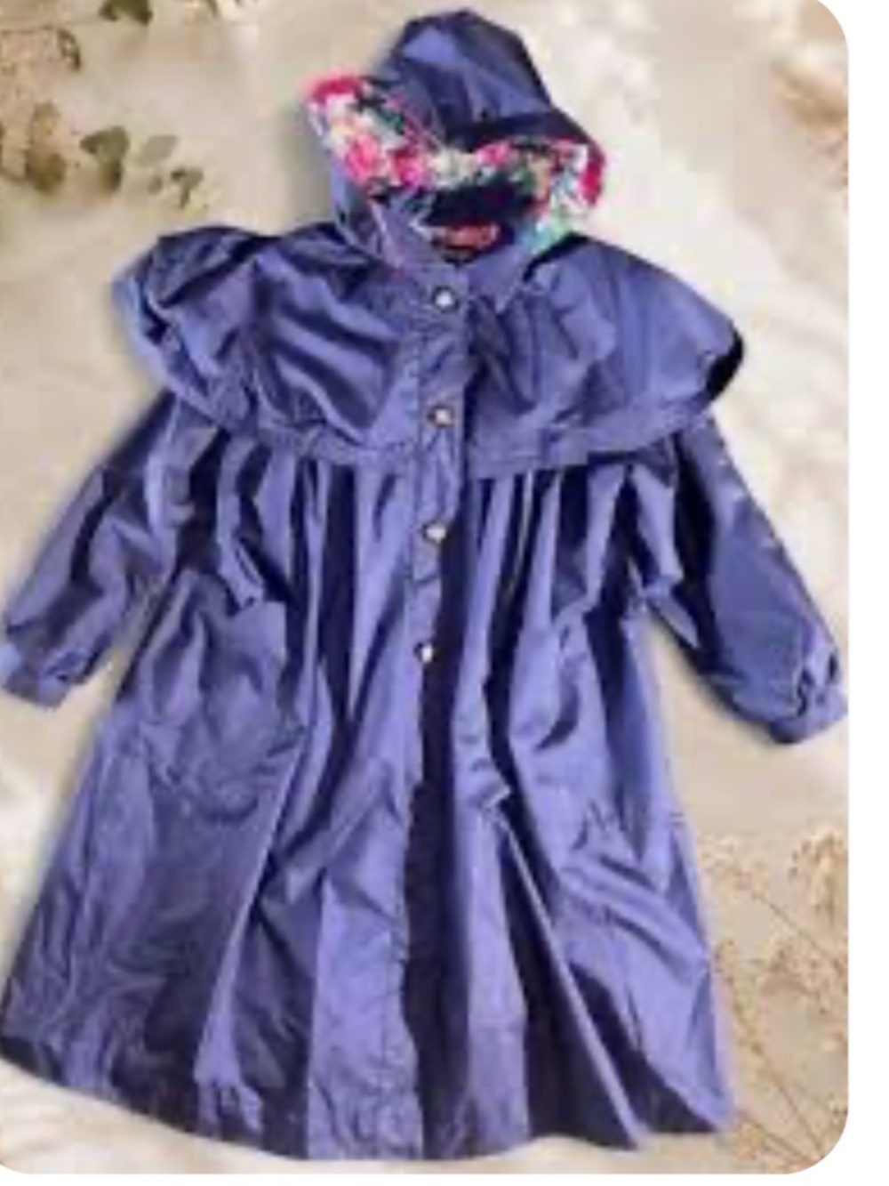 Vintage Rothschild Girls Blue Hooded Cape Trench Rain Coat detachable hood sz 4